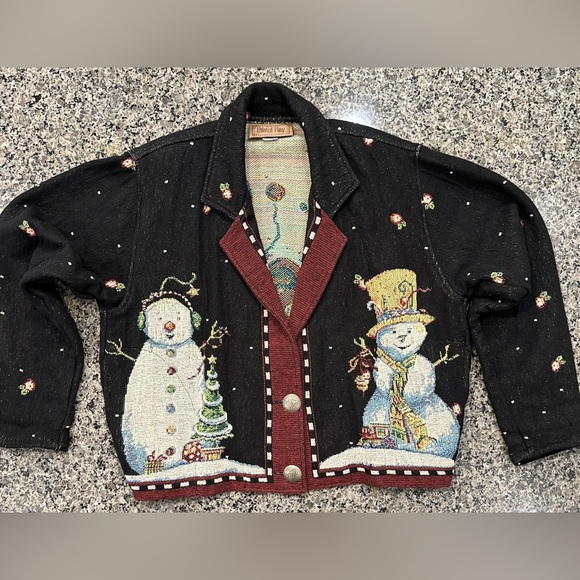 ✨VTG✨ Painted Pony Sweater Christmas Santa
Snowman Tapestry Jacket Med 🎅🏼☃️🎄 - Picture 4 of 15